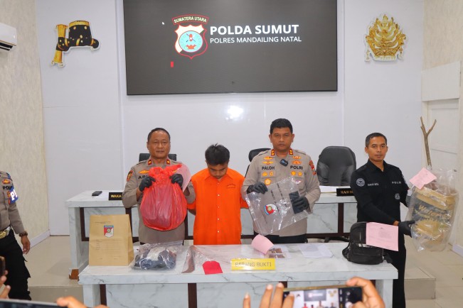 Polisi menangkap pelaku pembunuhan keji di Madina. [Istimewa]